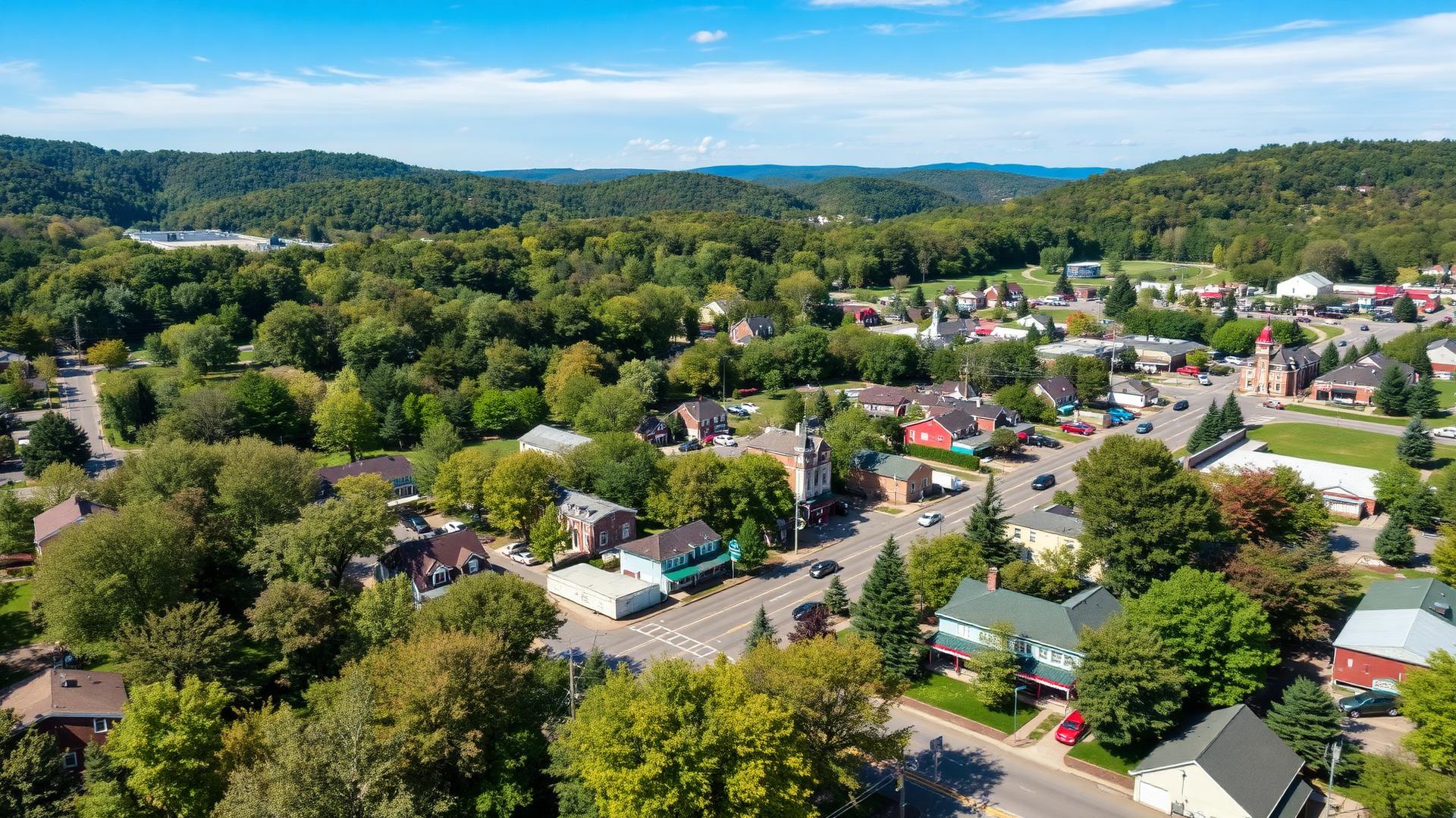 Springville, NY skyline and downtown business district