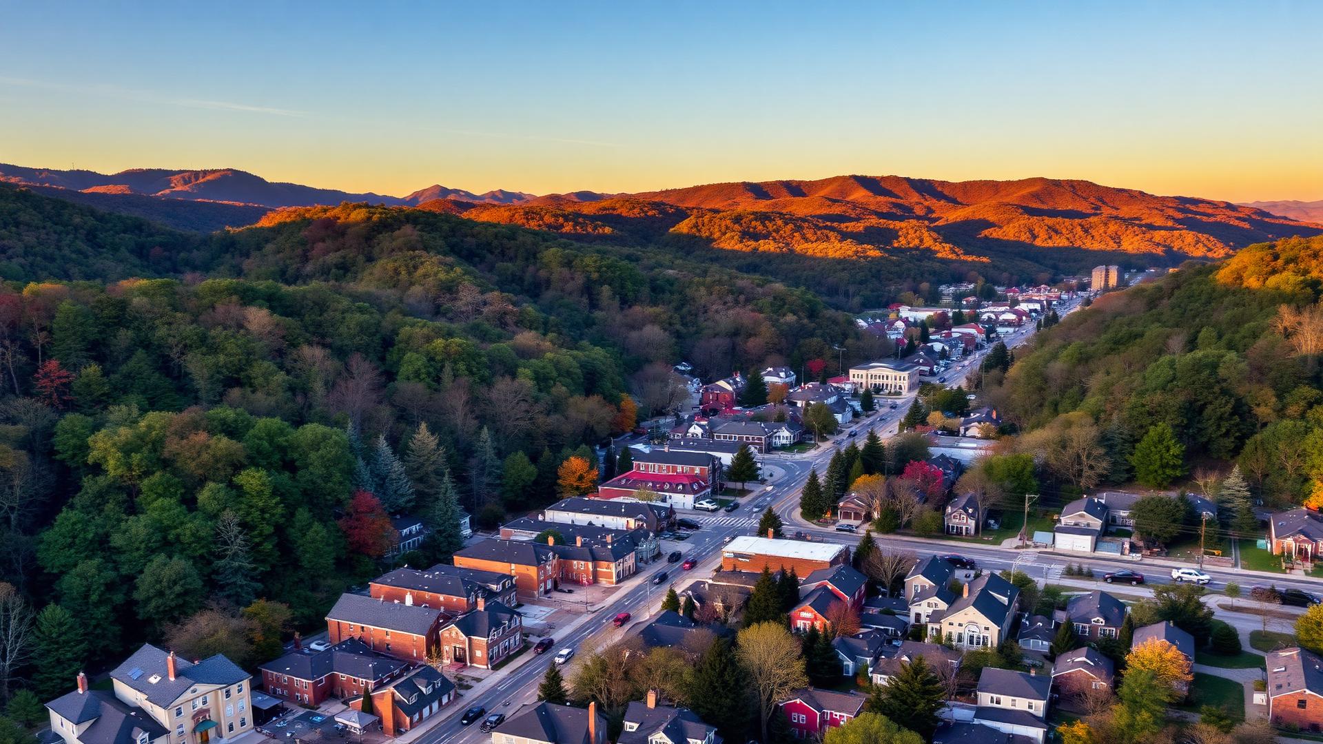 Suffern, NY skyline and downtown business district