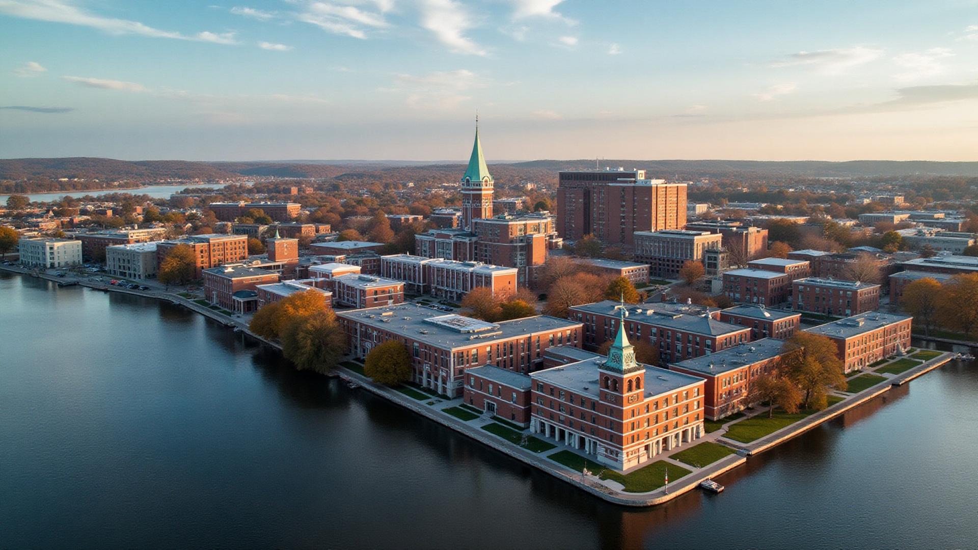Troy, NY skyline and downtown business district