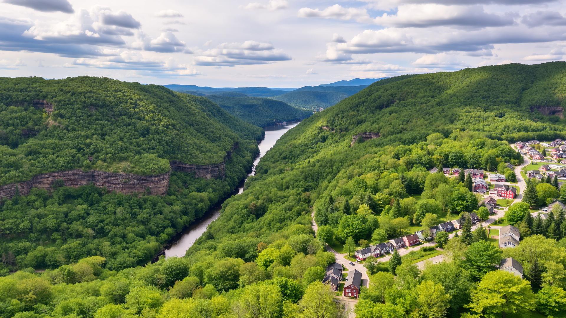 Watkins Glen, NY skyline and downtown business district