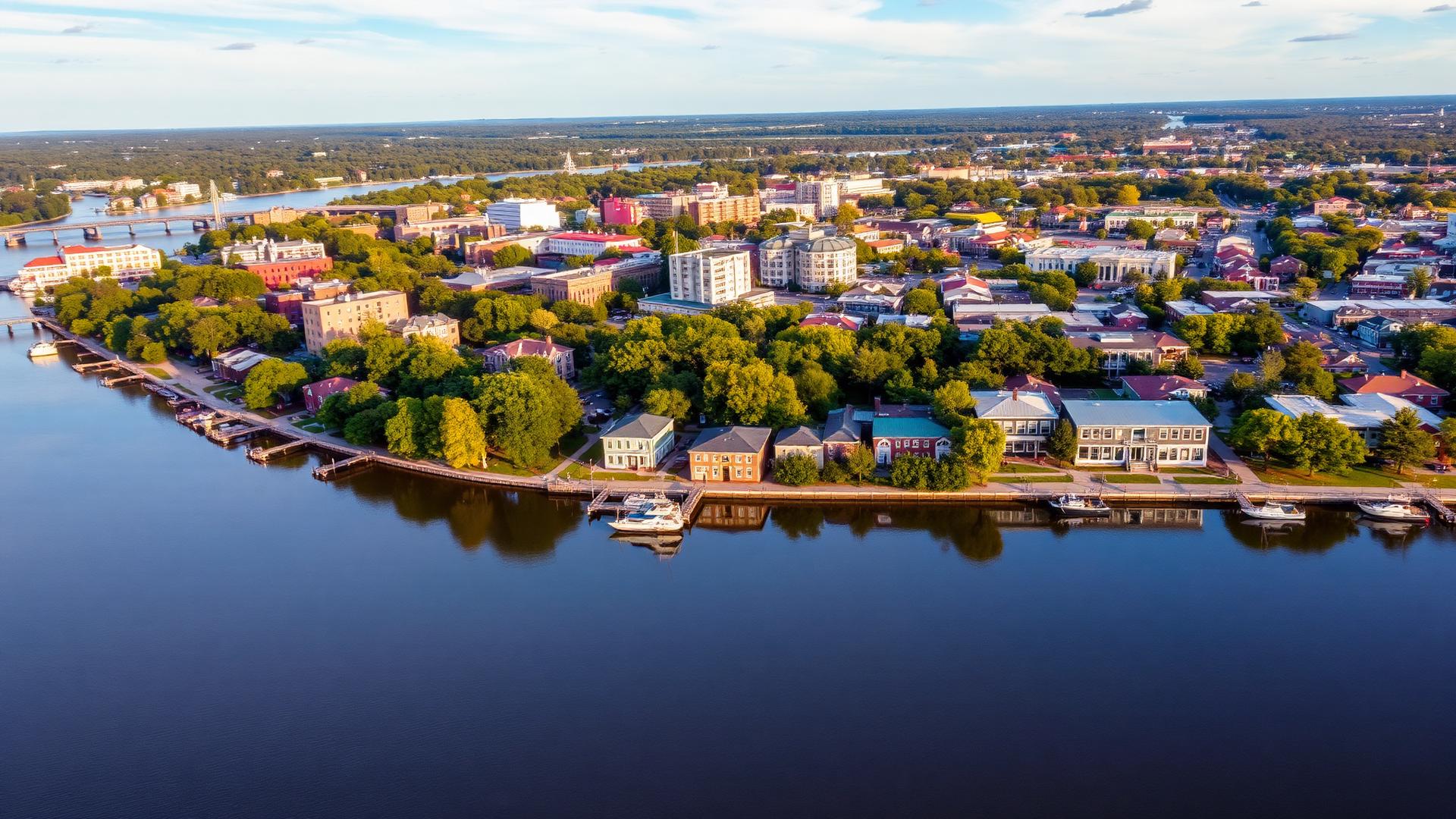 Wilmington, NC skyline and downtown business district